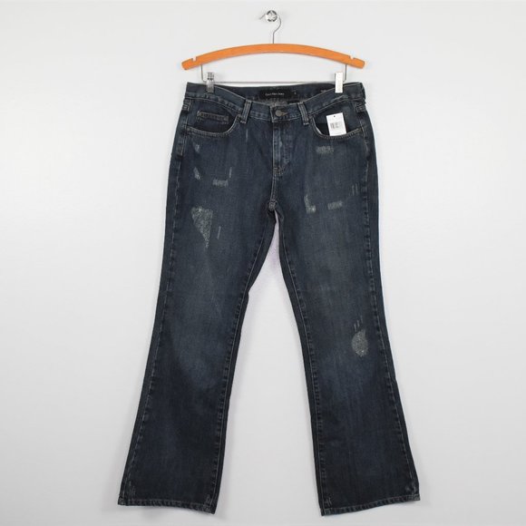 Calvin Klein Jeans Women's Size 10 Distressed Denim Flare Mid Rise Inseam 32 NWT - Picture 3 of 12